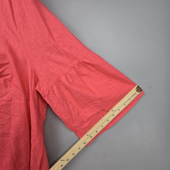 JESSICA LONDON Linen Blend Flowy Blouse 3/4 Sleeve Pink Womens Plus Size 24W‎ - Picture 9 of 11